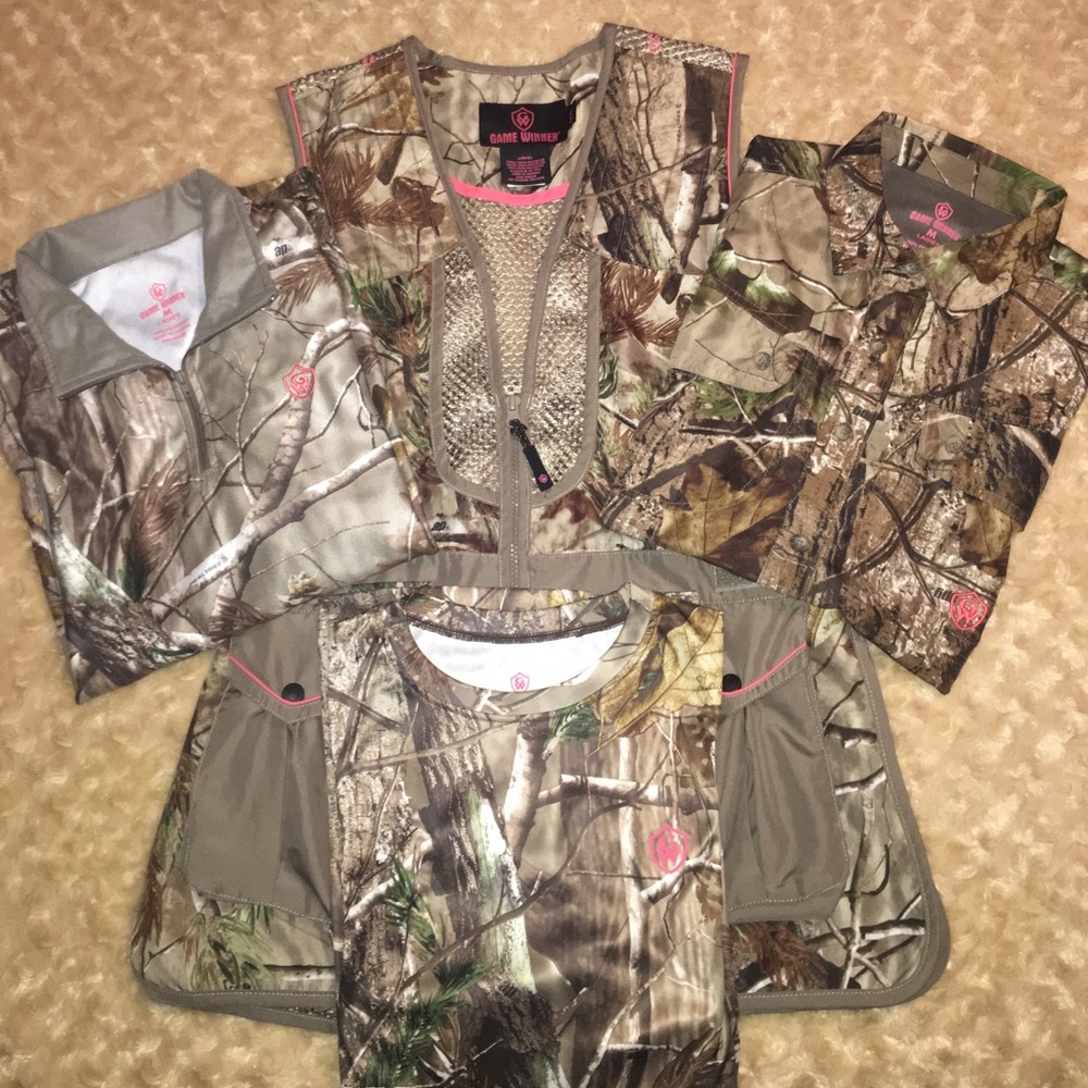 Ladies Game Winner Camo lot 4 tops size Medium EC!
